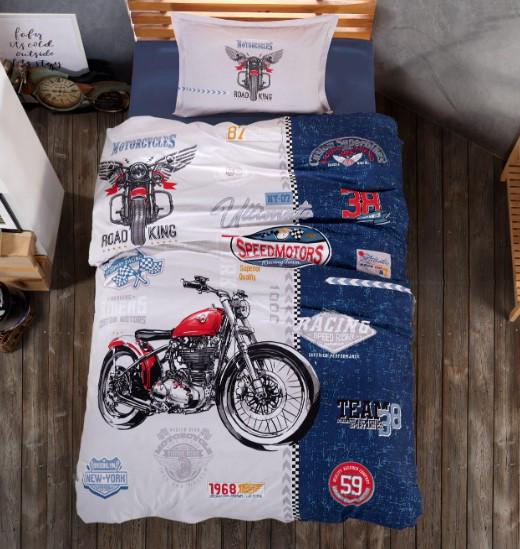 Комплект постельного белья детский с летним одеялом Laura Grand Мотоцикл котон полуторный (2930840209)