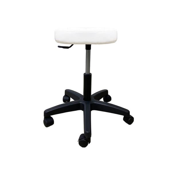 Стілець для майстра без спинки Йола на чорній ніжці Білий