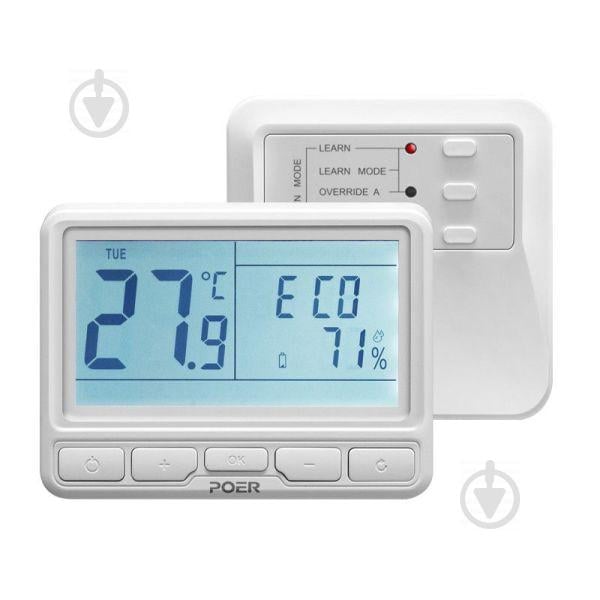 Беспроводной термостат Poer PTC10 для газового или электрического котла c терморегулятором Белый (100149) Беспроводной термостат Poer PTC10 для газового или электрического котла c терморегулятором Белый (100149)