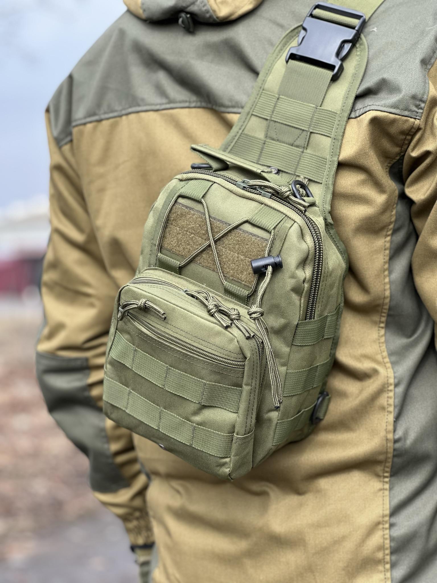 Сумка-слінг однолямкова Tactic із системою molle 7 л Olive (095-olive) - фото 6