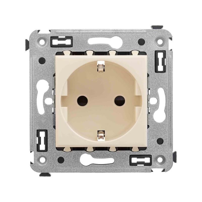 Розетка ДКС Avanti с заземлением/шторками бежевый (4405003)