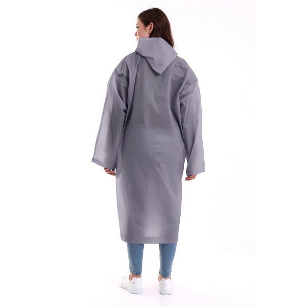 Плащ-дощовик на кнопках з капюшоном EVA з паяними швами Raincoat Сірий (2886) - фото 7 Плащ-дощовик на кнопках з капюшоном EVA з паяними швами Raincoat Сірий (2886) - фото 7