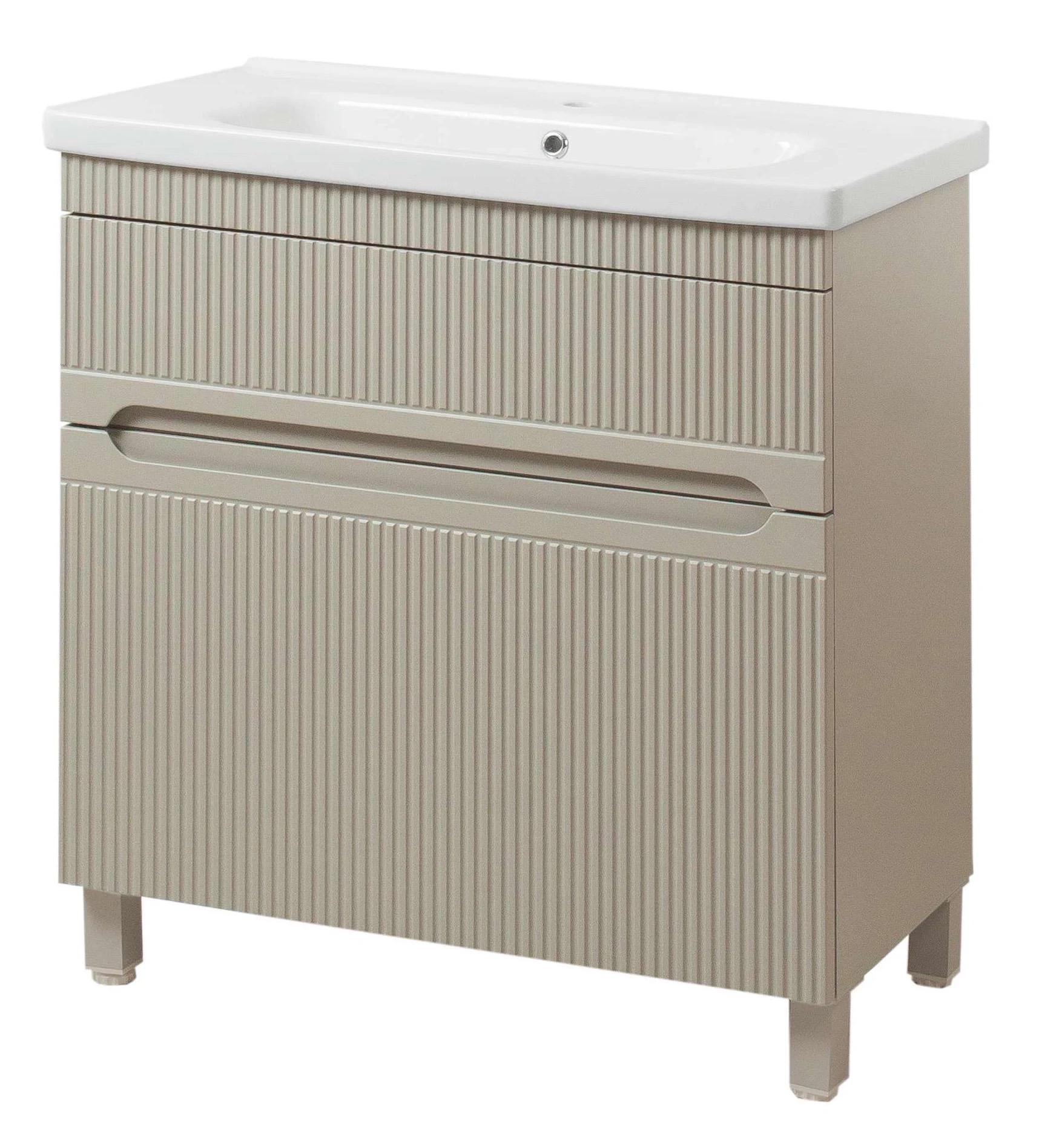 Тумба для ванної кімнати підлогова ЮВВІС Aria ТНБ-2 Д 3D з умивальником Fenova 65 см Мокко матовий (27159209)