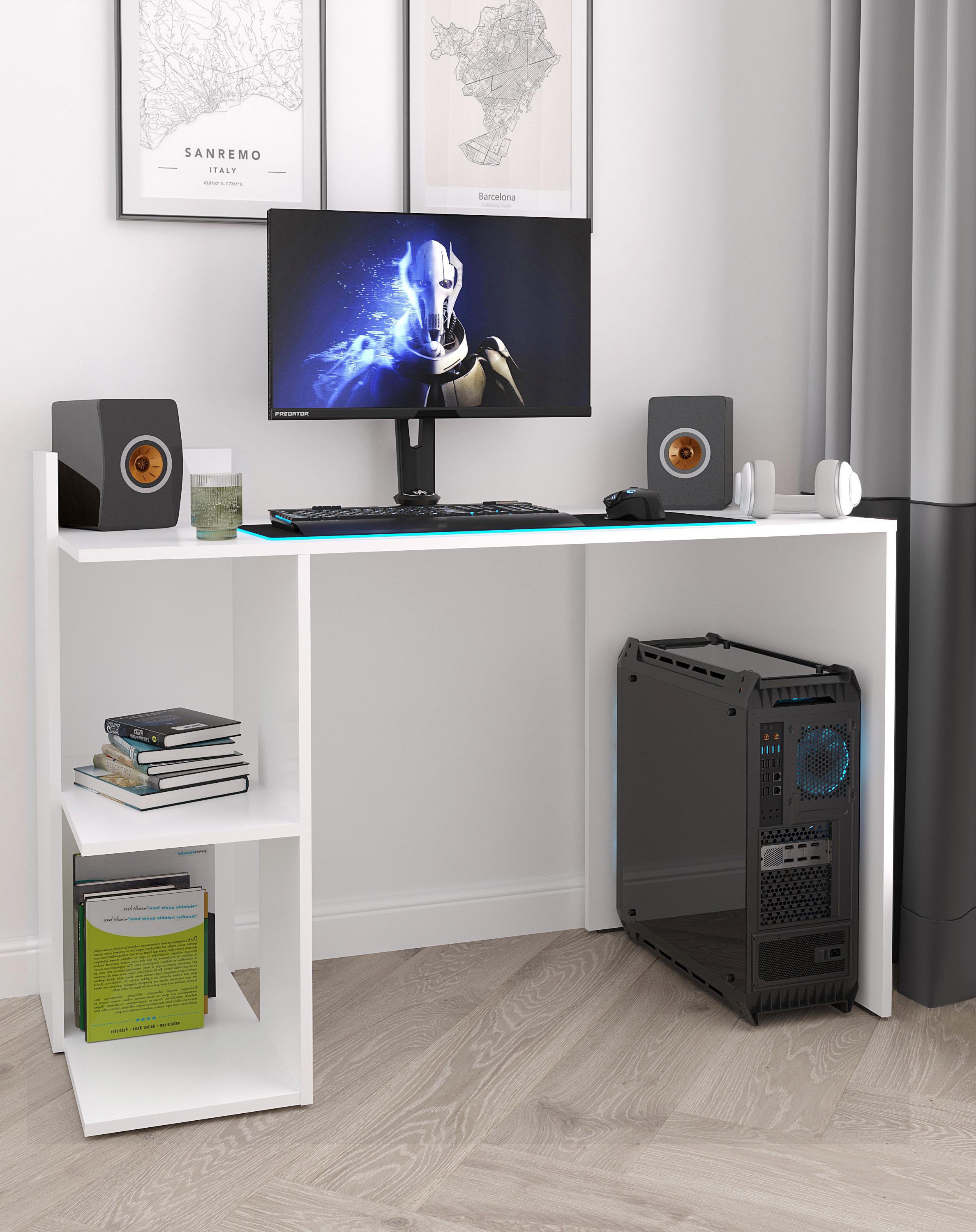 Стіл письмовий з полицями з лівої сторони 120х87х52 см Білий