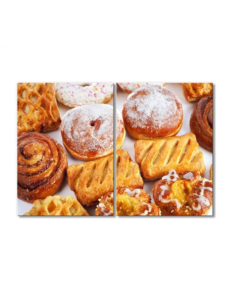 Картина модульная Сладкие булочки пончики слоеночки 2 модуля 90x135 см