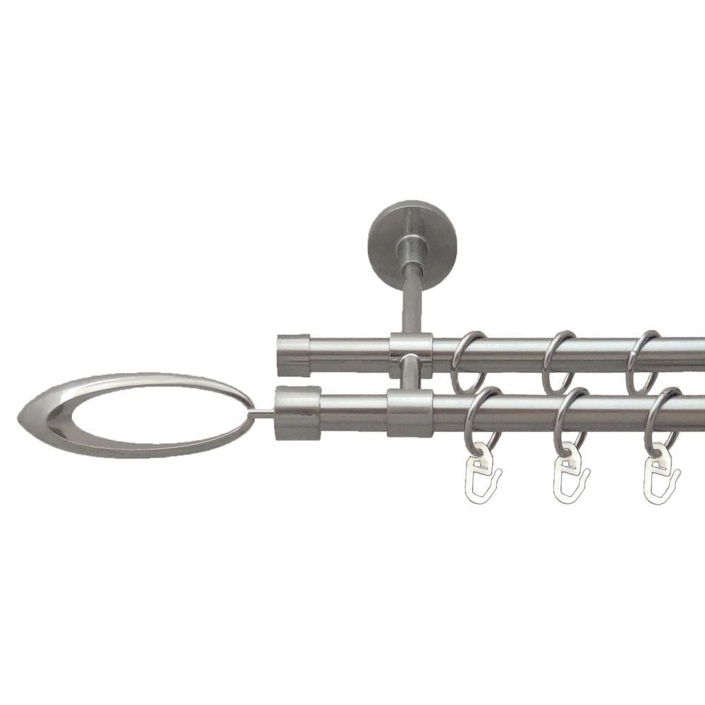 Карниз металлический Orvit Венеция двухрядный закрытый/гладкая труба/кольцо металлическое Нержавеющая Сталь 16/16 мм 300 см (5503186)