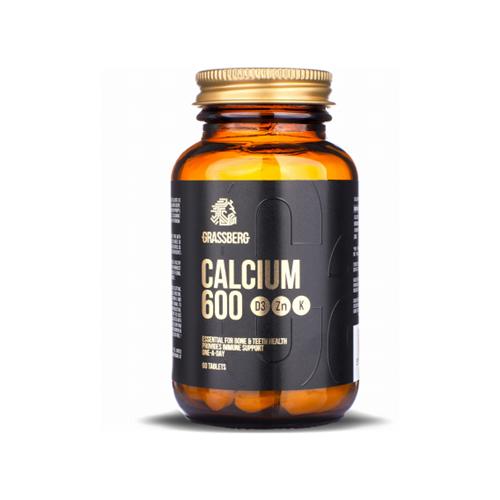 Микроэлемент Кальций Grassberg Calcium 600 + D3 + Zn with Vit K1 60 Tabs