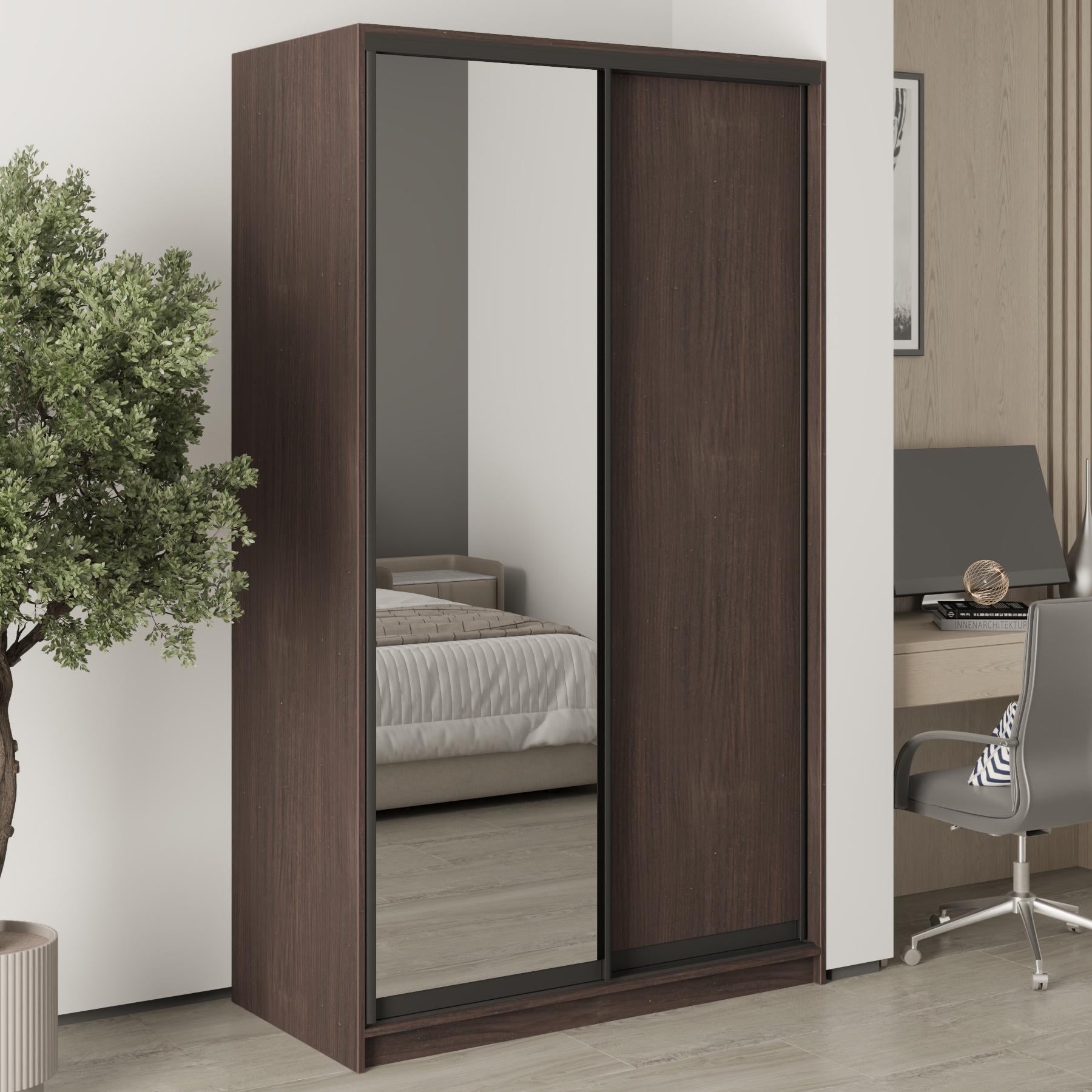 Шкаф-купе двухдверный MebelStar Уни BG ДСП/зеркало 120x60x210 см Дуб ристрето (MBS-11386)