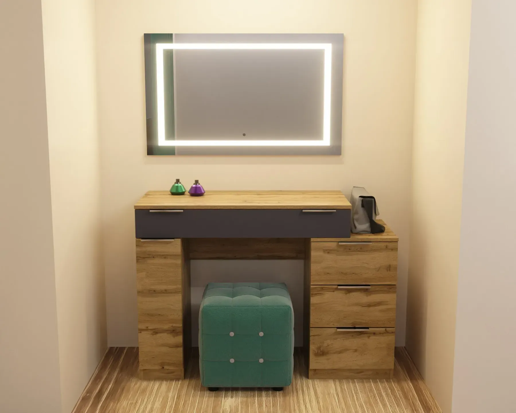 Стіл-трюмо туалетний Kontinent Krystal 1200х452х847 мм Дуб Аппалачі/Антрацит (59321441) Стіл-трюмо туалетний Kontinent Krystal 1200х452х847 мм Дуб Аппалачі/Антрацит (59321441)