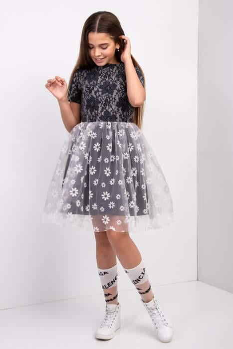 Платье на девочку подростка трикотажное с фатином Diва 146 см (306)