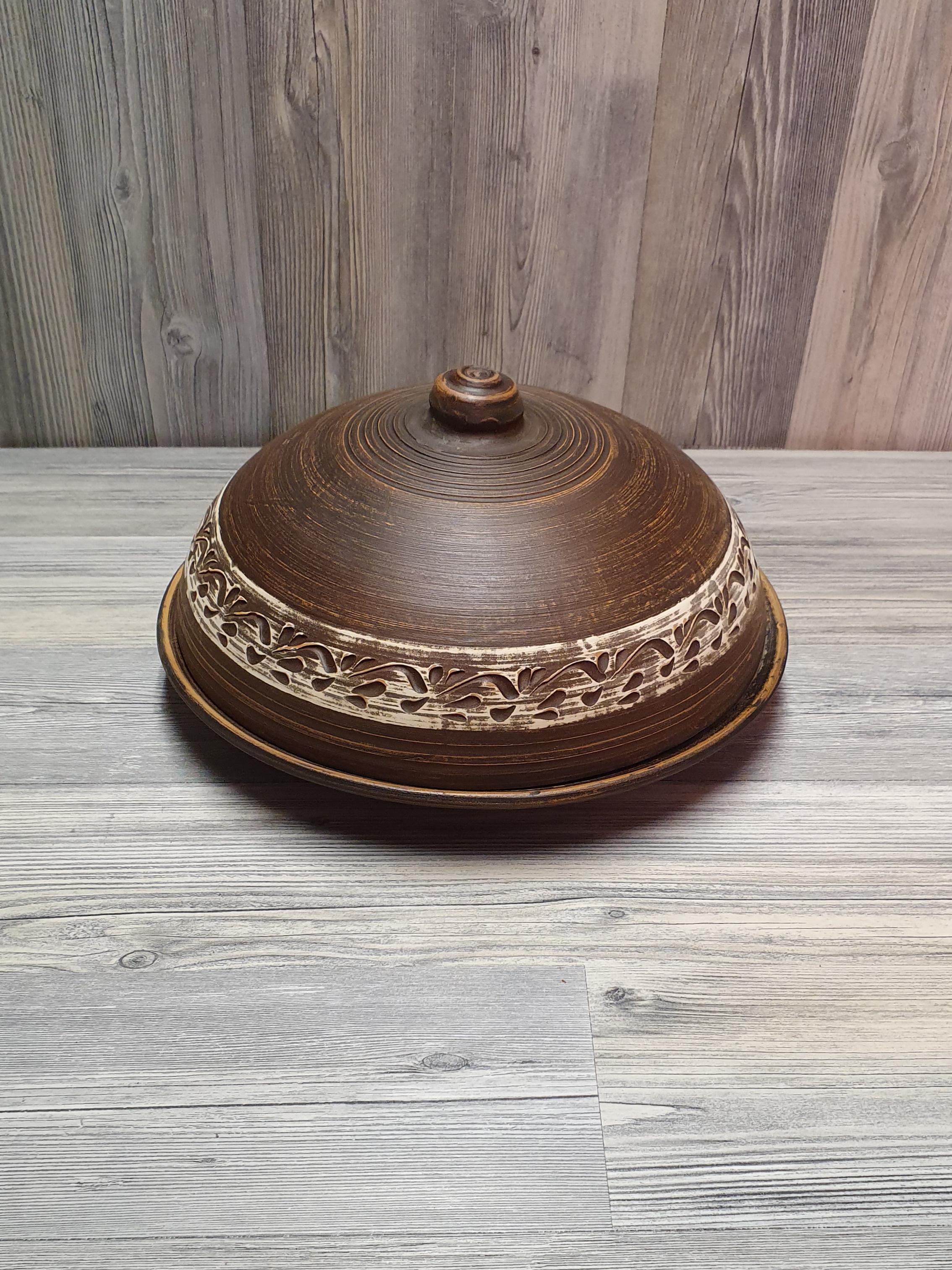 Блюдо с крышкой для блинов глиняное (5245) - фото 8 Блюдо с крышкой для блинов глиняное (5245) - фото 8