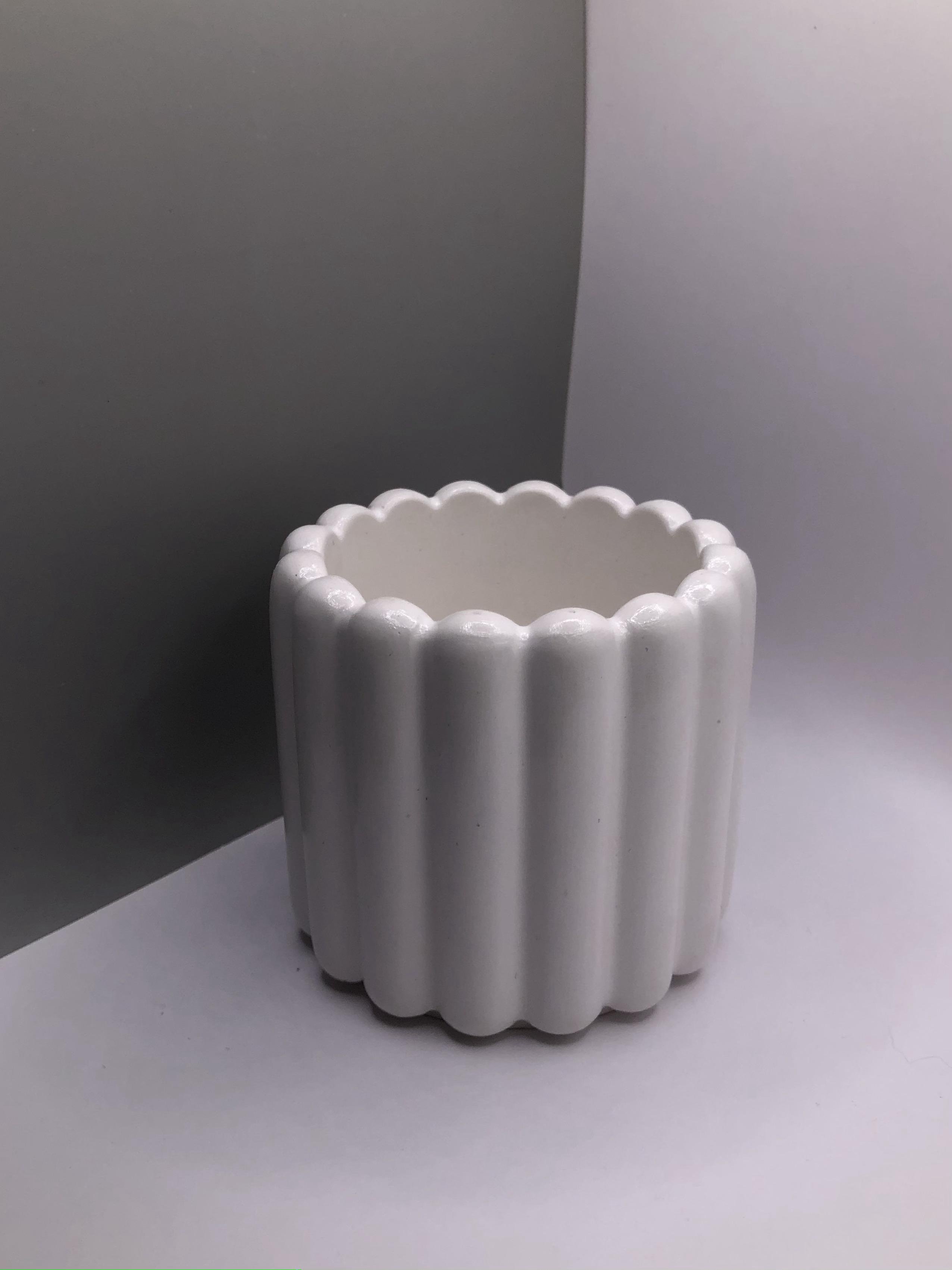 Кашпо гипсовое Савоярди для свечей и растений 7 см Белый