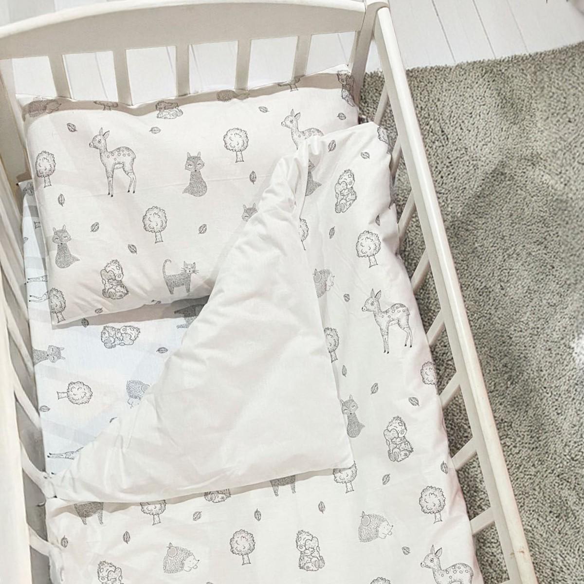 Комплект сменного постельного белья в кроватку детский Bimbo Животные Ранфорс 90х110 см (96998)