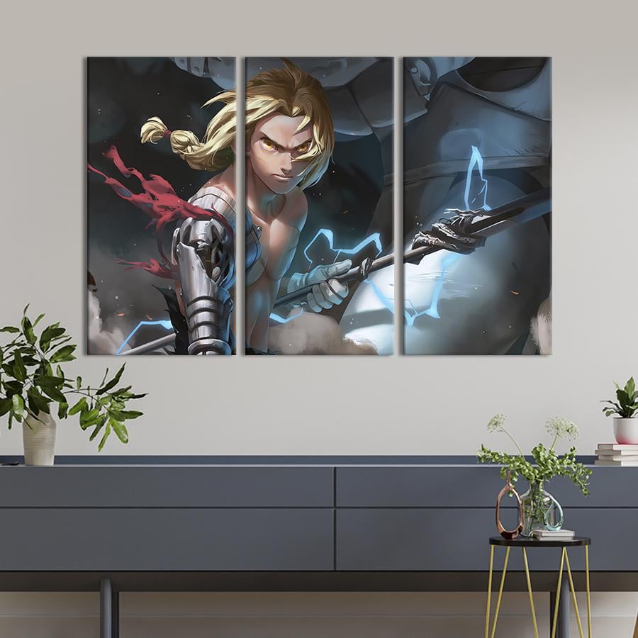 Модульная картина триптих Стальной алхимик с копьем 128x81 см (711-31) Модульная картина триптих Стальной алхимик с копьем 128x81 см (711-31)