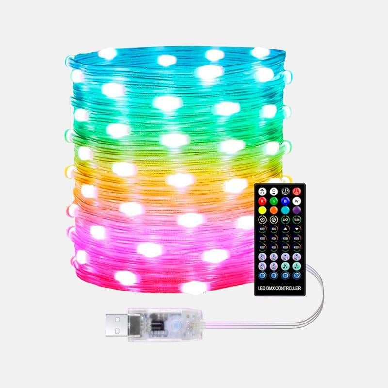 Гирлянда умная RGB USB Bluetooth 100 Led управление смартфоном и пультом 10 м Гирлянда умная RGB USB Bluetooth 100 Led управление смартфоном и пультом 10 м