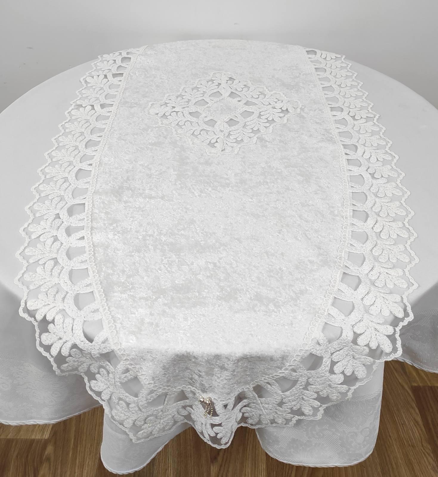 Дорожка велюровая с кружевом Acme 70x160 см Amora Krem (CN13242)