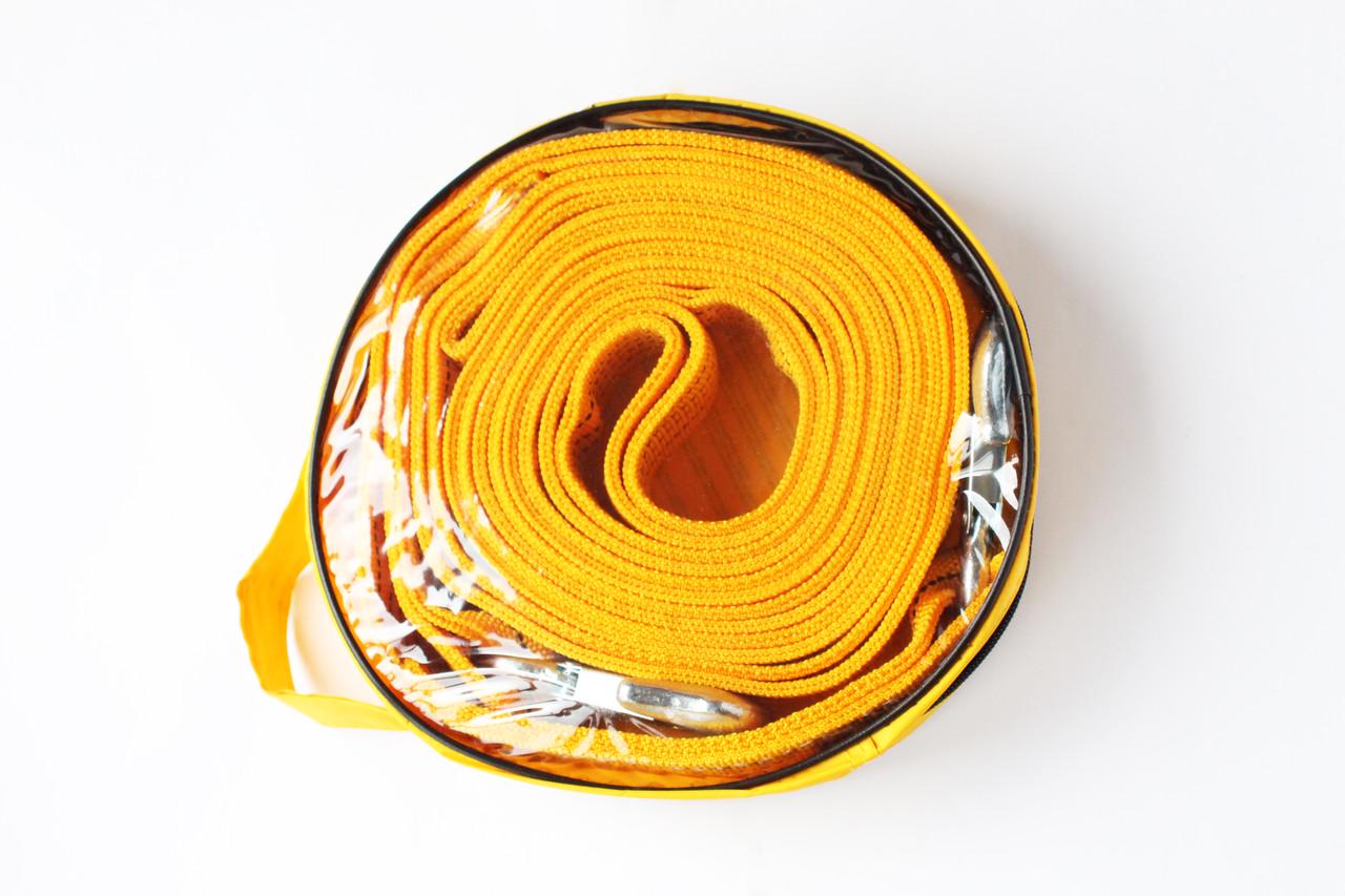 Трос буксировочный 5 т лента 50 мм х 6 м 2 крюка в сумке Оранжевый