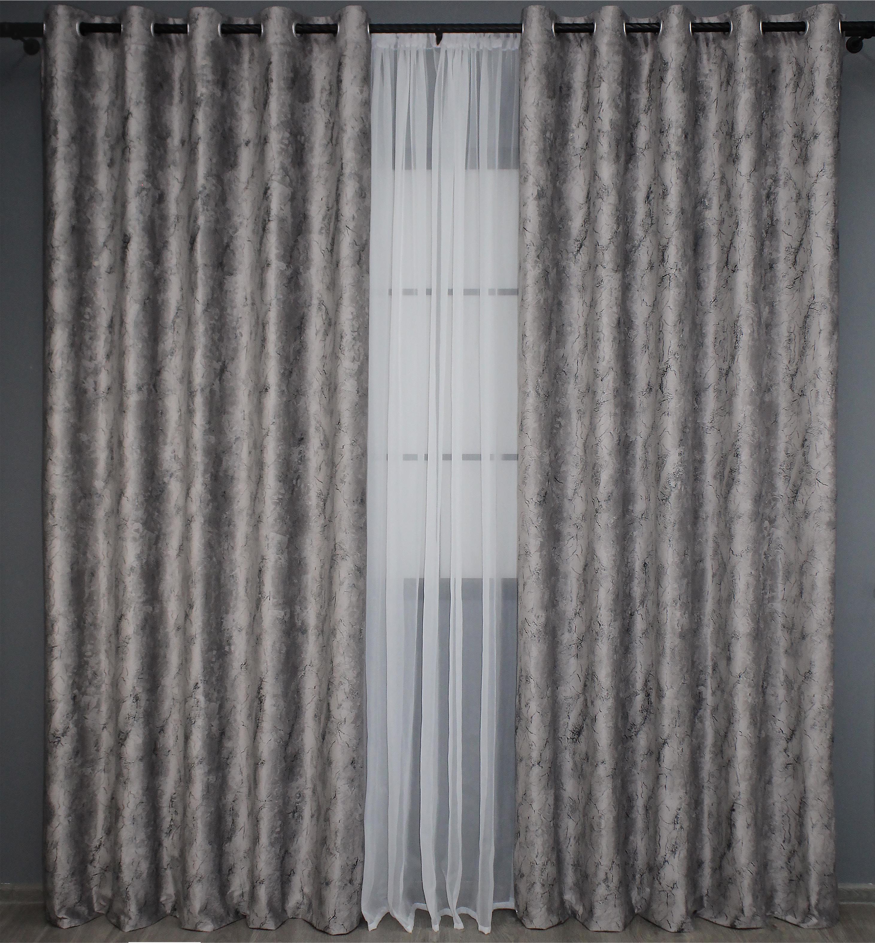 Комплект штор на люверсах VR-Textil Бархат Афина № 1313ш 150х270 см 2 шт. Светло-серый (37-0088)