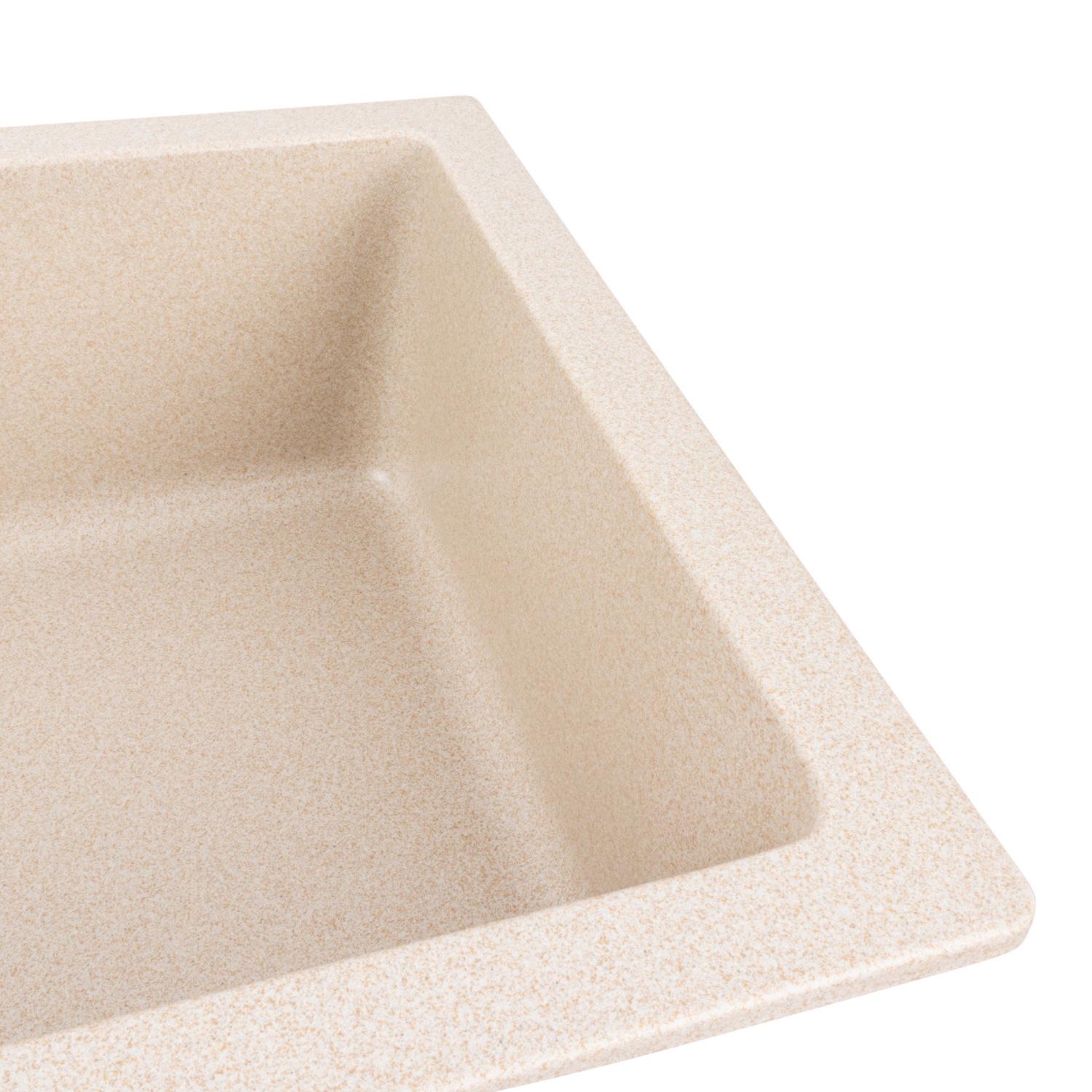 Мийка кухонна Platinum PLS-A39150 гранітна прямокутна 780x450 мм Бежевий (25961079) - фото 4