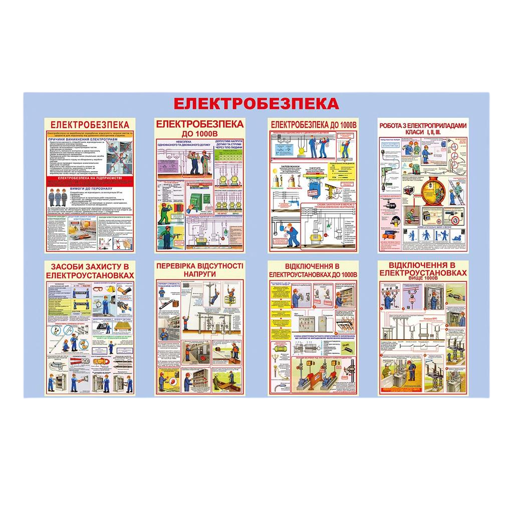 Інформаційний стенд Електробезпека з ламінацією 1220х800 мм ПВХ 3 мм (29665)