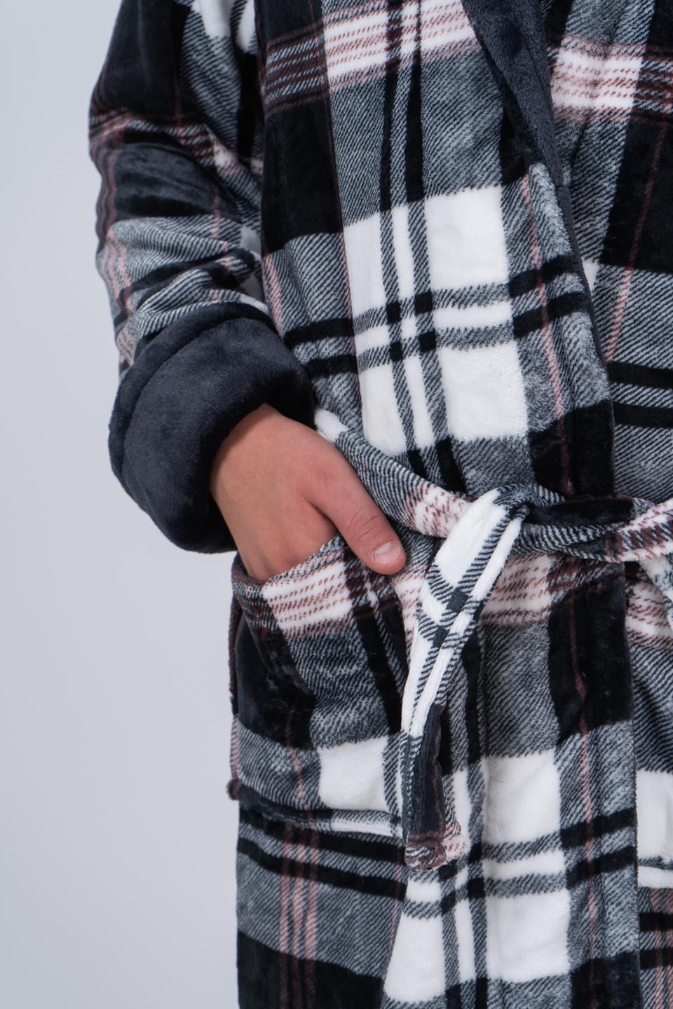 Халат чоловічий UT Store HTM01 L Клітина сіра - фото 4 Халат чоловічий UT Store HTM01 L Клітина сіра - фото 4