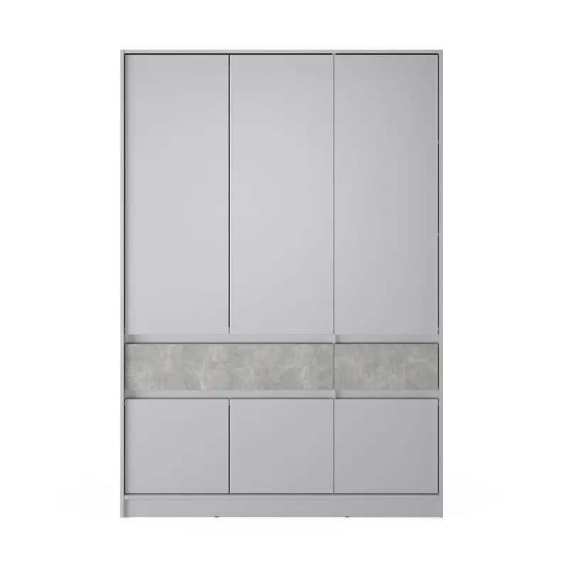 Шкаф распашный для одежды с выдвижными ящиками Еверест Стайл-1400 полки-штанга 140х53х203 см Кашемир/Бетон (DTM-071164)