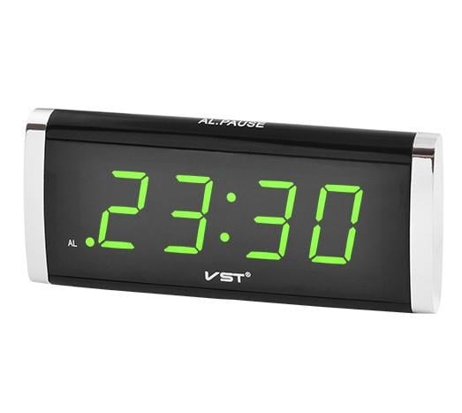 Часы сетевые VST-730-2 с зеленой подсветкой Черный (GR-05606)