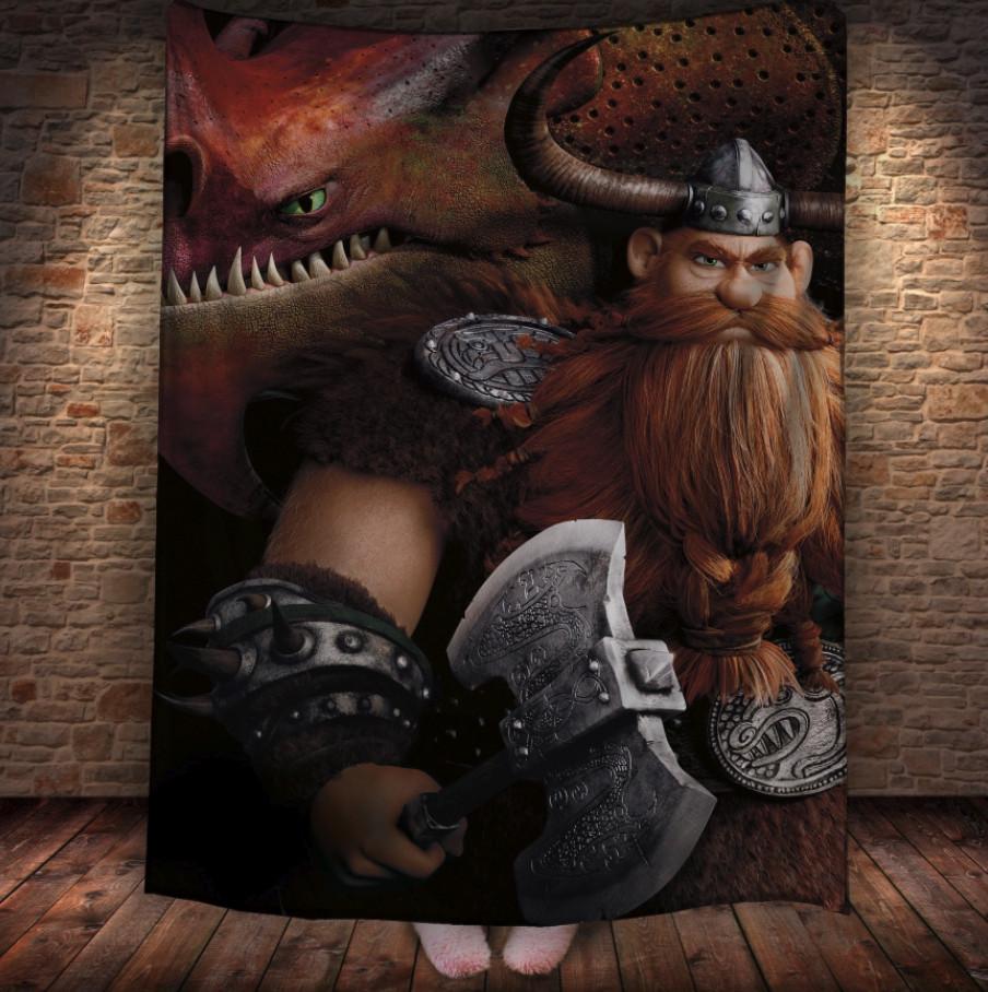 Плед с 3D принтом How to Train Your Dragon Вождь Стоик 150х200 см (epi_1912)