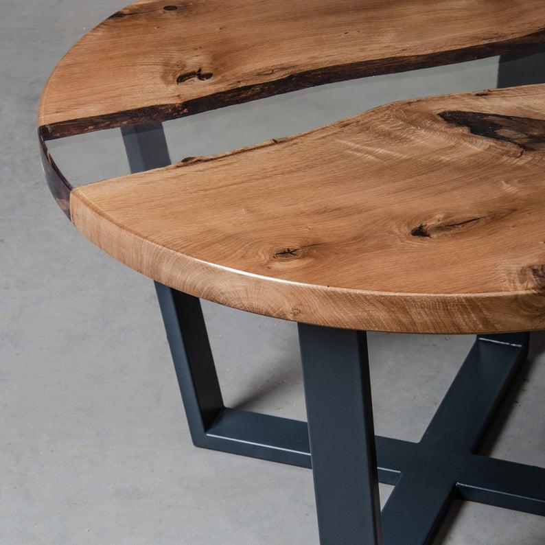 Стол журнальный река Атланта дизайнерский круглый из прозрачной эпоксидная смолы и массива ореха 600х480 мм - фото 11 Стол журнальный река Атланта дизайнерский круглый из прозрачной эпоксидная смолы и массива ореха 600х480 мм - фото 11