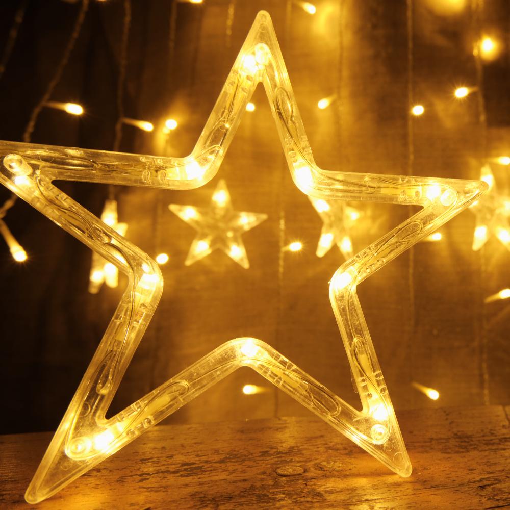 Гірлянда-штора мережева Зірки 140LED 3,2х0,6 м Жовтий (29909166)