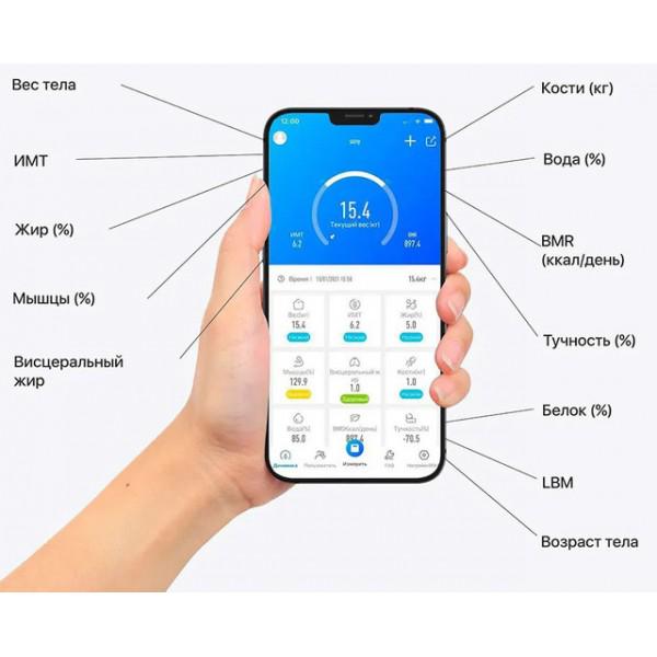 Умные смарт весы электронные с приложением для смартфона bluetooth bathroom scale Black - фото 3
