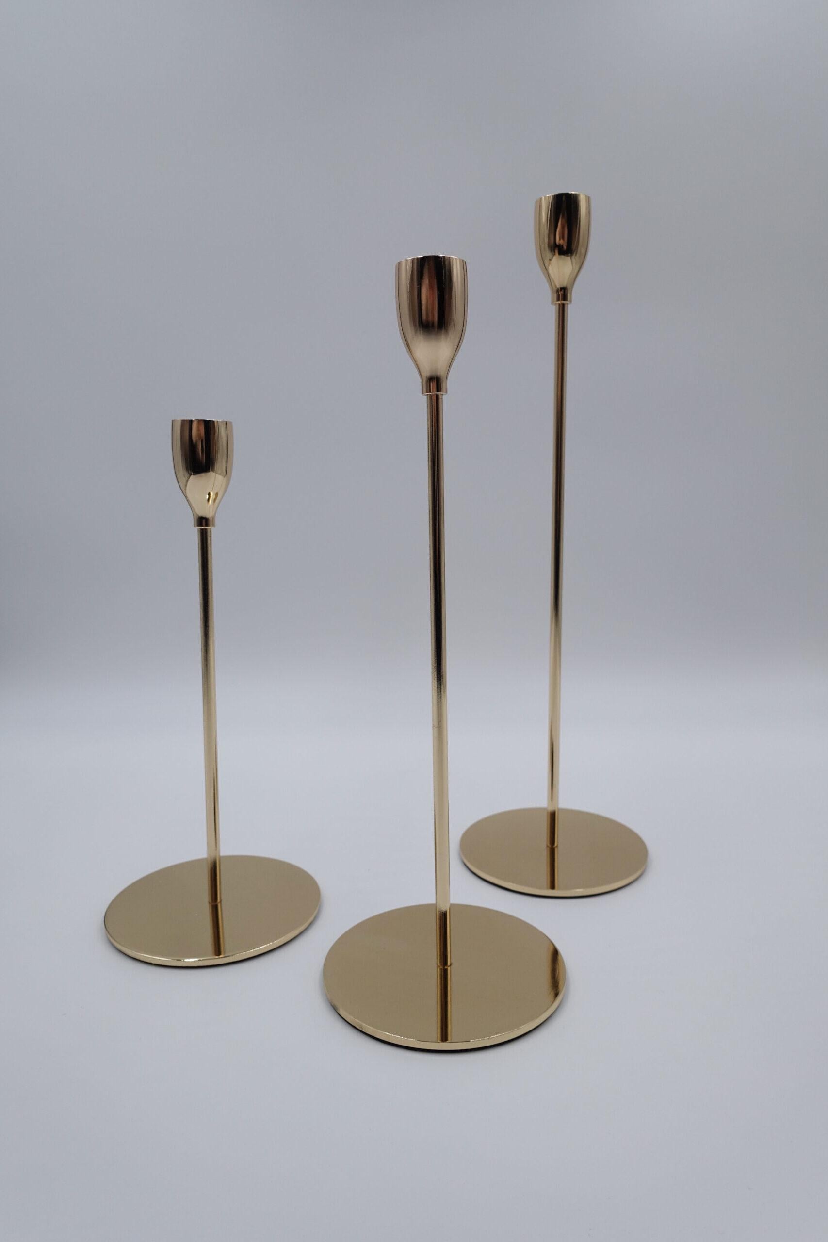 Подсвечник глянцевый 10/13/16 см 3 шт. Желтое золото (SP210226})