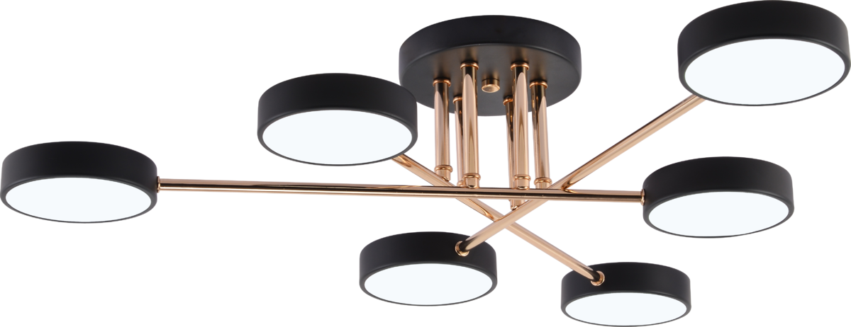 Люстра потолочная светодиодная Lighthouse SRS-19473/6 BK+FGD Черный из золотым Люстра потолочная светодиодная Lighthouse SRS-19473/6 BK+FGD Черный из золотым
