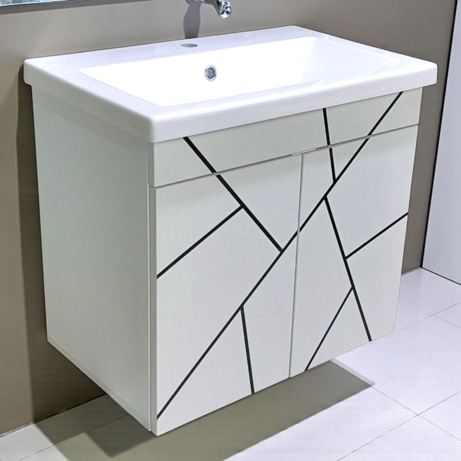 Тумба для ванной комнаты подвесная пластиковая Chaos black push 70 см (2456) - фото 5 Тумба для ванной комнаты подвесная пластиковая Chaos black push 70 см (2456) - фото 5