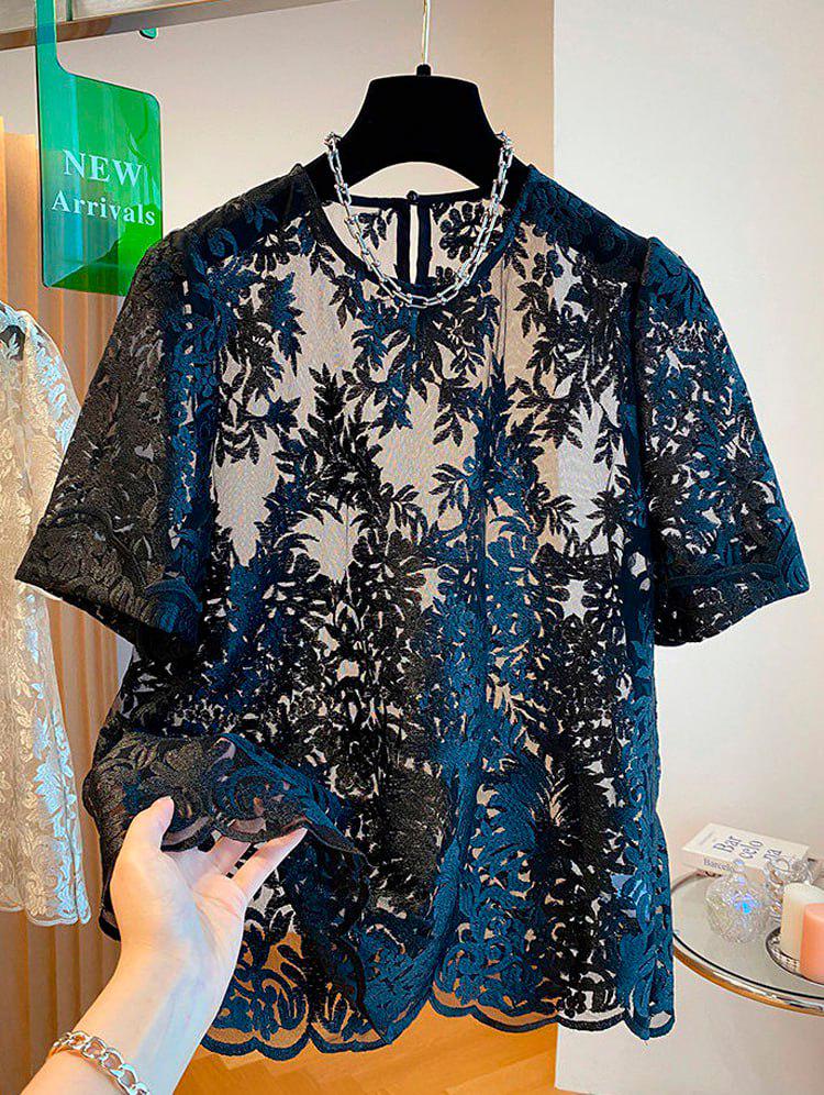 Блуза жіноча ажурна р. 48 Чорний (NT-212-48) - фото 7 Блуза жіноча ажурна р. 48 Чорний (NT-212-48) - фото 7