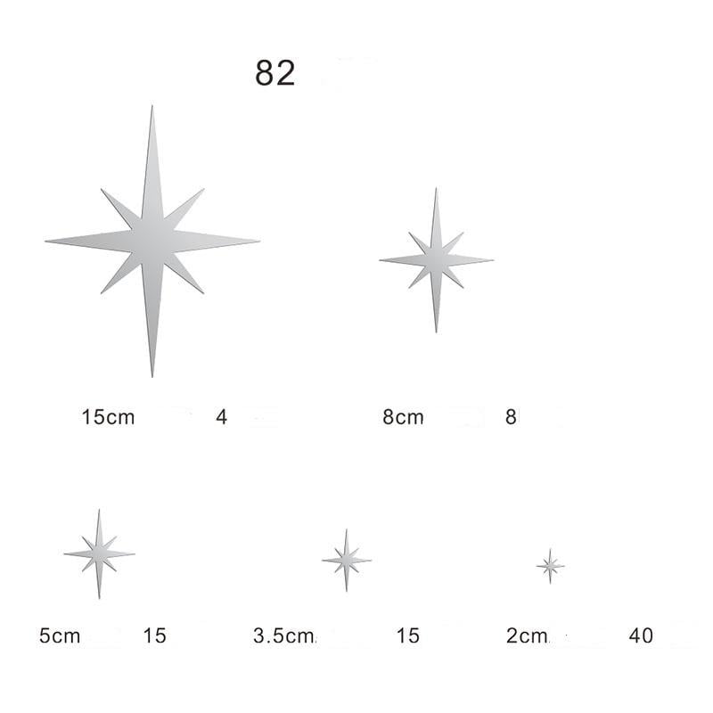 Наклейка на дзеркальна стіна акрил Сріблястий Зірки 82 шт. (10552987) - фото 4