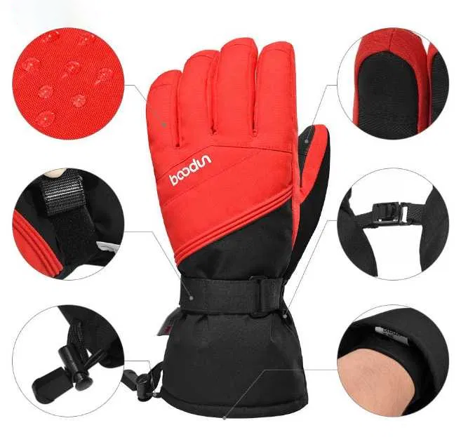 Зимові лижні рукавички Boodun M Чорно-червоний (1801224211) - фото 3 Зимові лижні рукавички Boodun M Чорно-червоний (1801224211) - фото 3