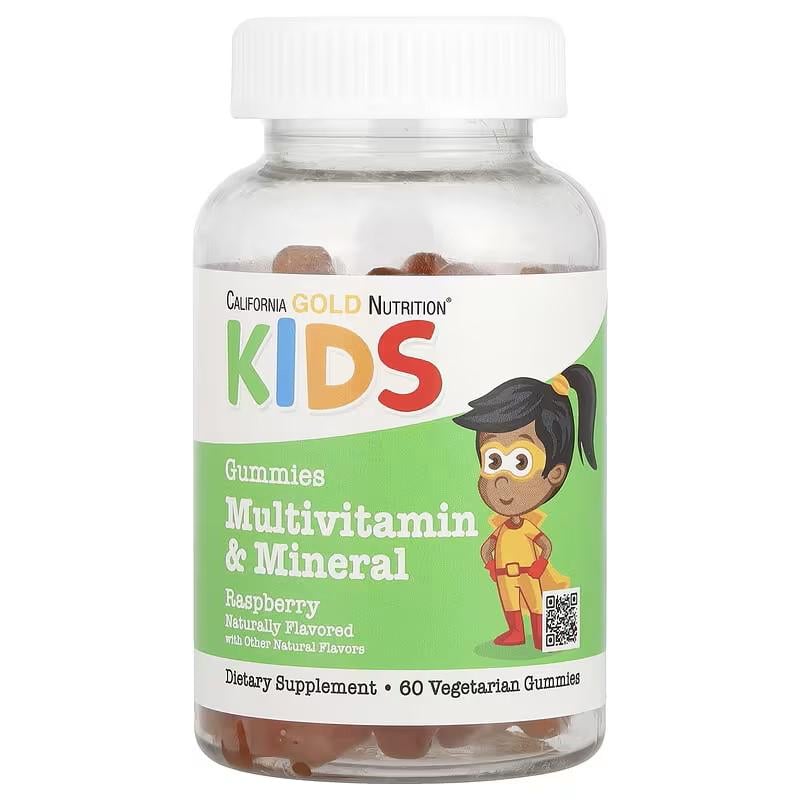 Вітамінно-мінеральний комплекс для дітей California Gold Nutrition Multivitamin & Mineral For Children Raspberry 60 таблетки