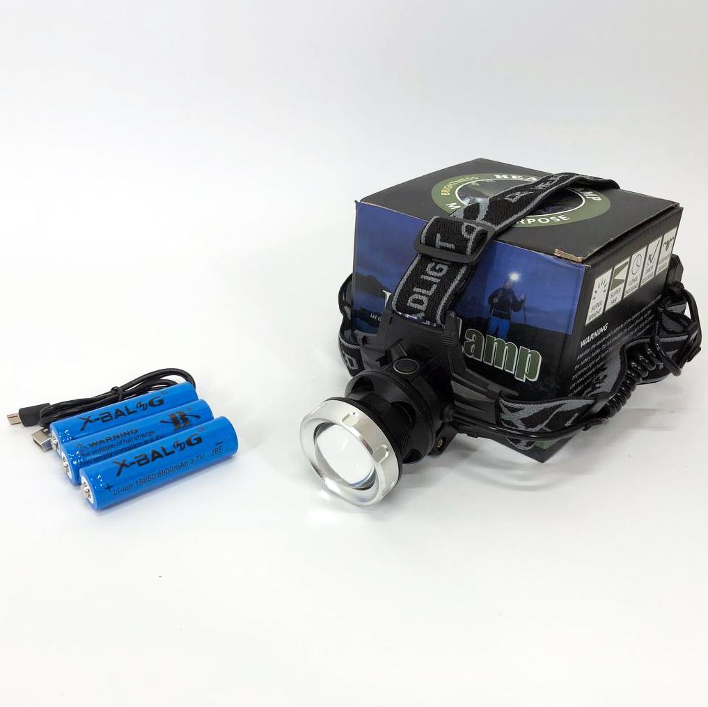 Фонарь налобный Bailong BL-8070-P50 LED аккумуляторный (ws18751)