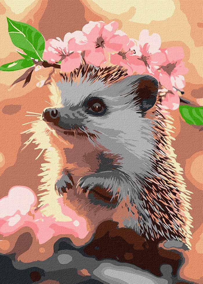 Картина по номерах Ideyka Їжачок у вишневому цвітінні 30х40 см (KHO6756)