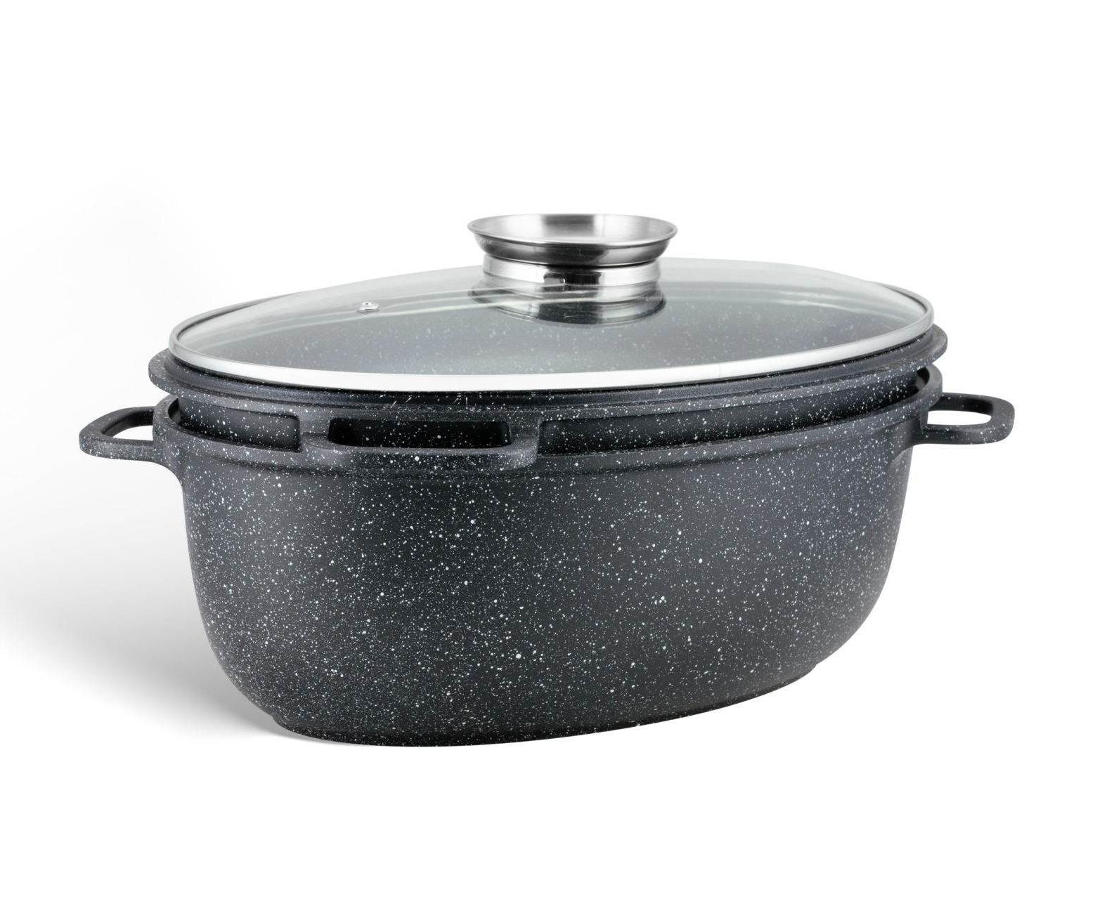 Утятница с индукционным дном Edenberg EB-9171 из литого алюминия с мраморным покрытием и жаровней 8 л (EB-9171)