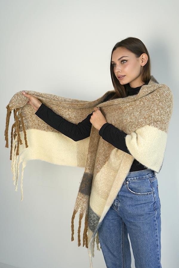 Палантин вовняний Braxton Crossing 7020 Коричневий/Сірий/Молочний (26479938)