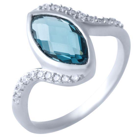 Кольцо серебряное с топазом Лондон Блю 2,59 г р. 18 (1917213)