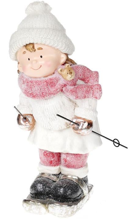 Фигура керамическая Девочка в белом на лыжах 46 см Фигура керамическая Девочка в белом на лыжах 46 см