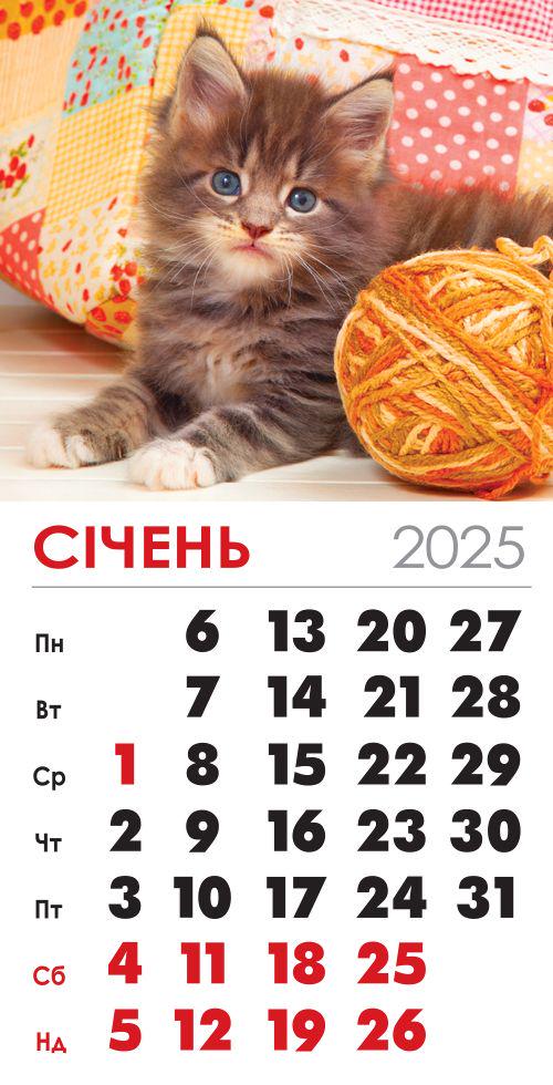 Календар на 2025 р. Магніт Пухнаста пригода