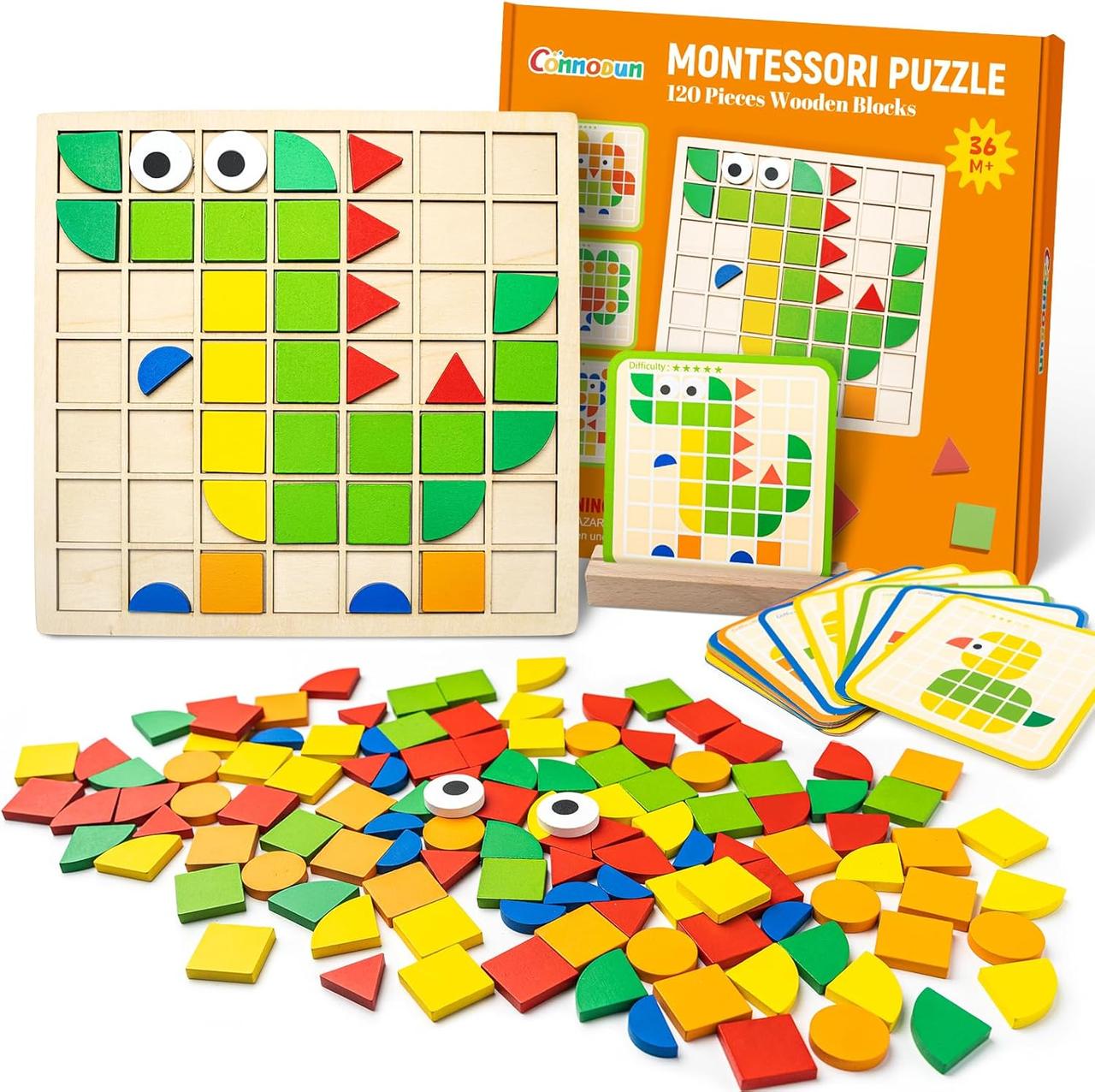 Танграм для детей головоломка деревянная Commodum Montessori геометрические фигуры 120 элементов