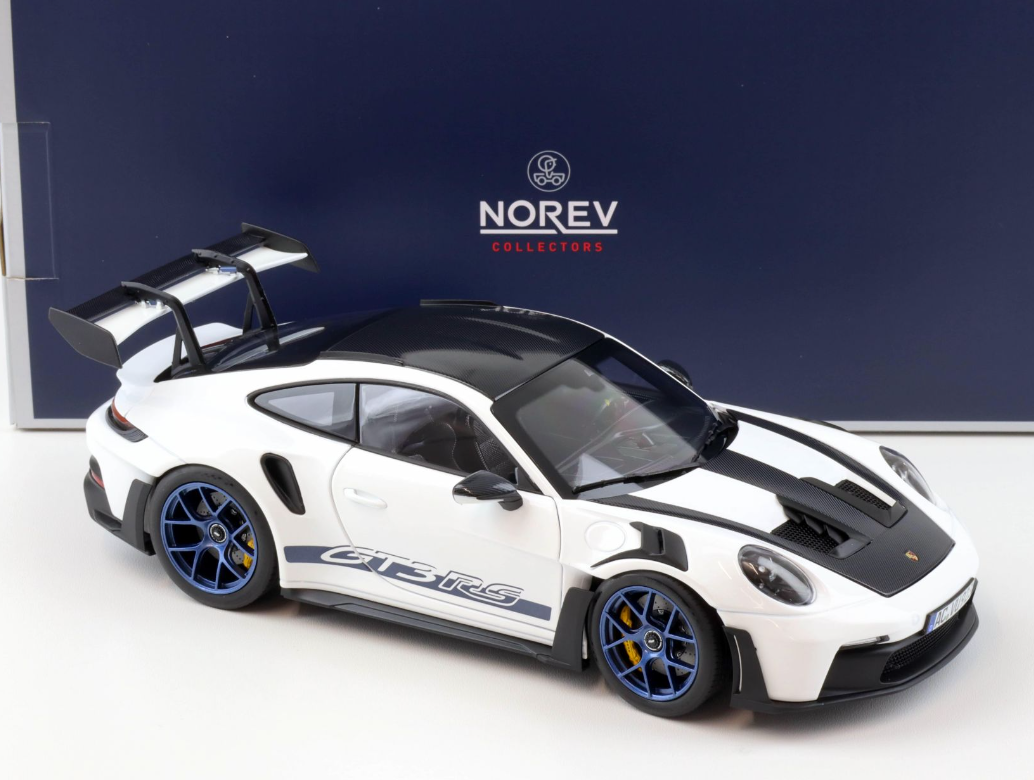 Модель автомобіля Norev Porsche 911/992 GT3 RS Weissach Package 1:18 White/Indigo Blue (187353)