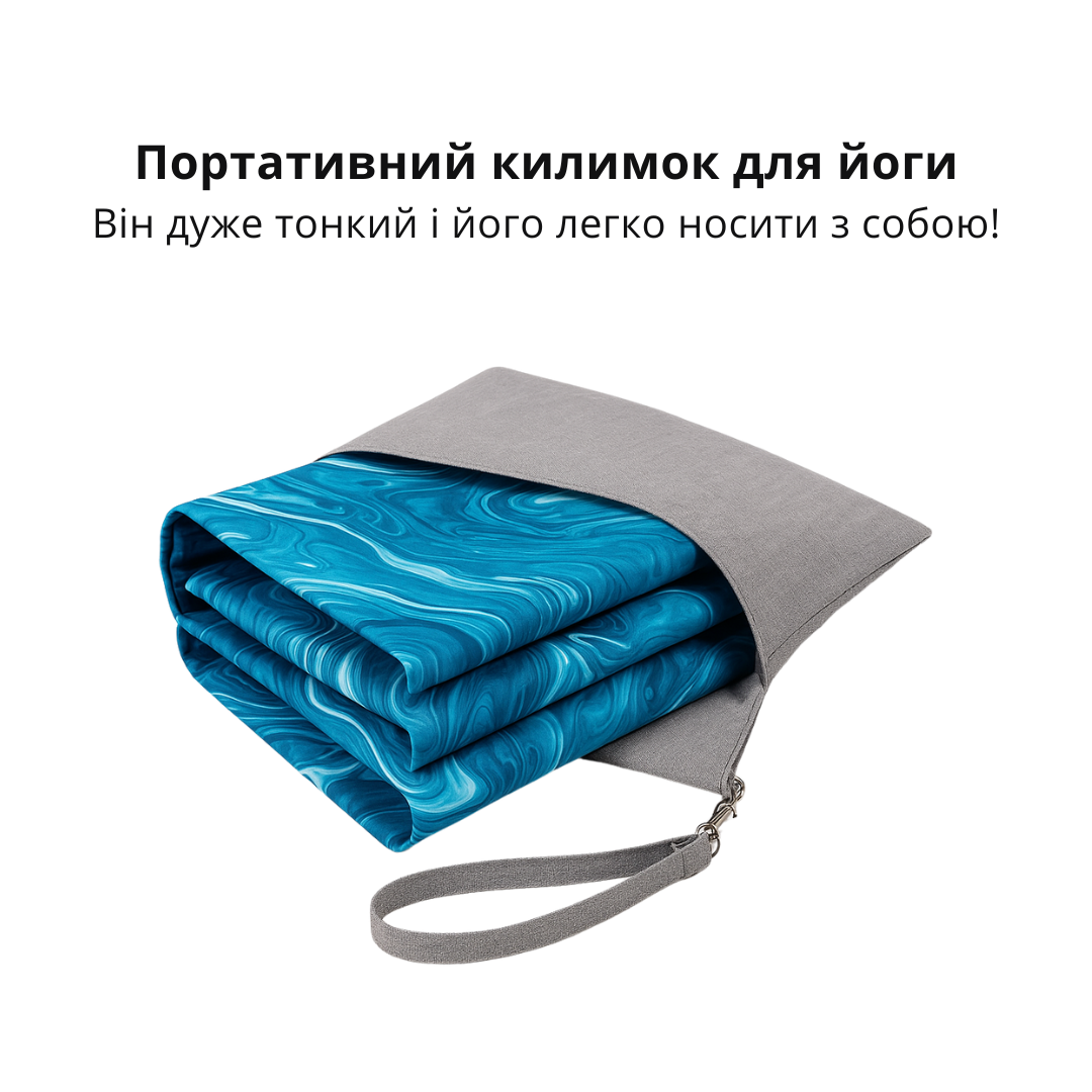 Коврик для йоги и фитнеса складной мягкий из каучука и замши спортивный принт вода - фото 4