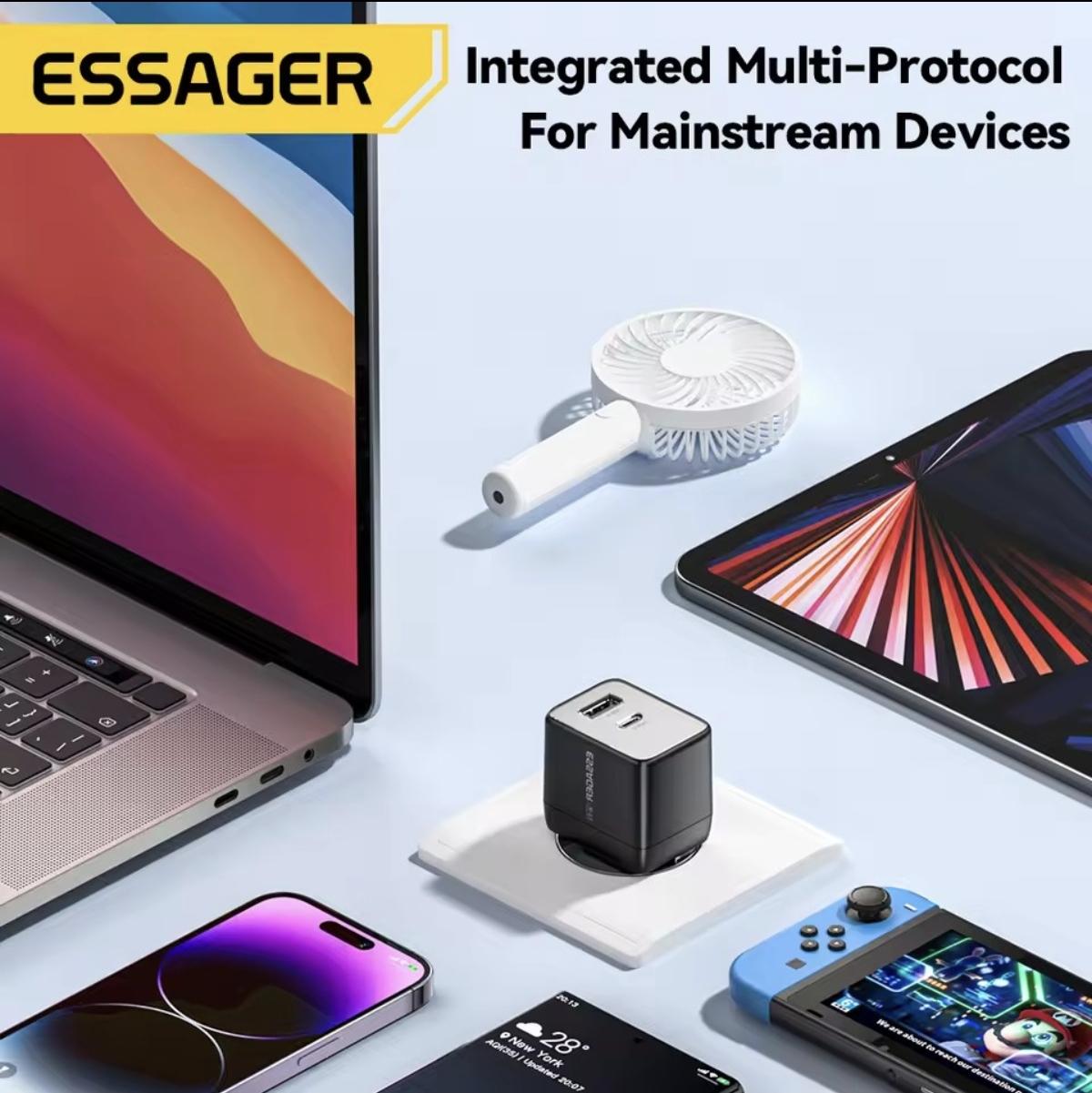 Зарядное устройство сетевое Essager 33W GaN QC/PD3.0 USB-C/USB-A (30632232) - фото 4