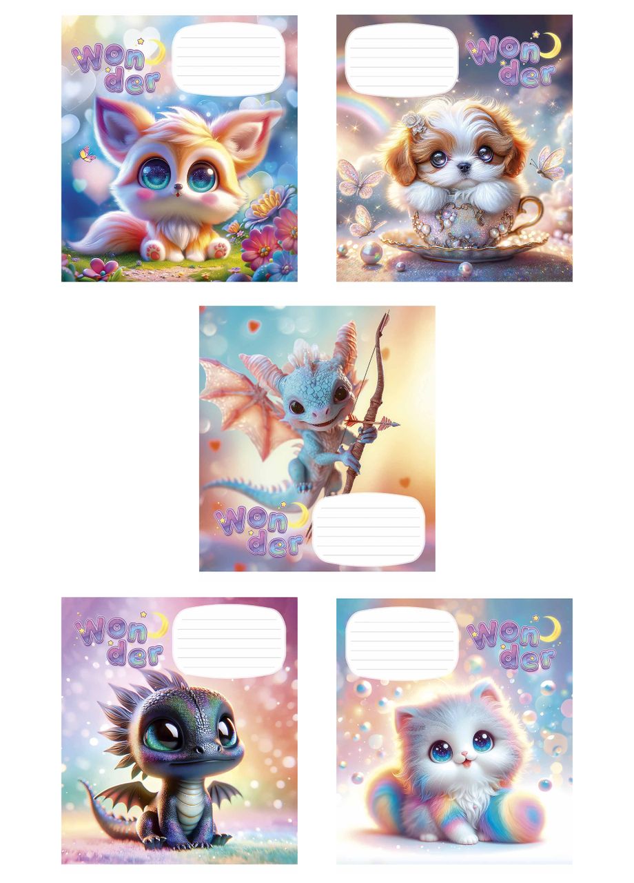 Набор школьных тетрадей Школярик Wonderful в клетку 12 л. 5 шт. (3414 4820006472054)